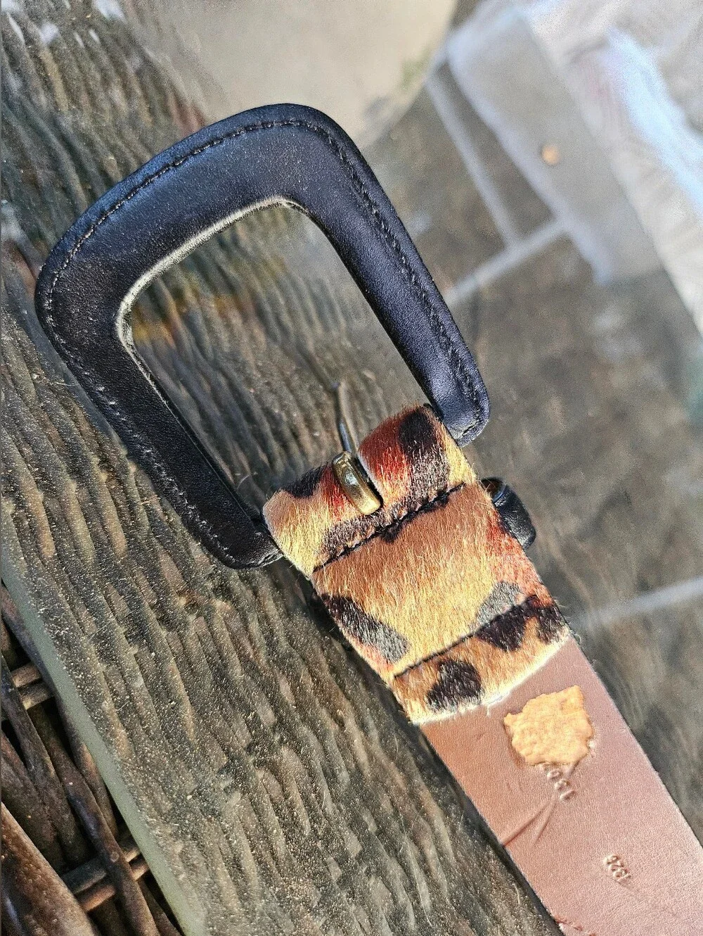 Ralph Lauren Leopard Animal Hair Genuine Leather Women Small Belt